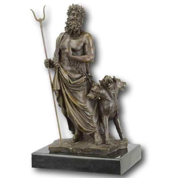 Bronzefigur Hades und Cerberus Gott Mythologie Bronze Skulptur Antik-Stil 29cm