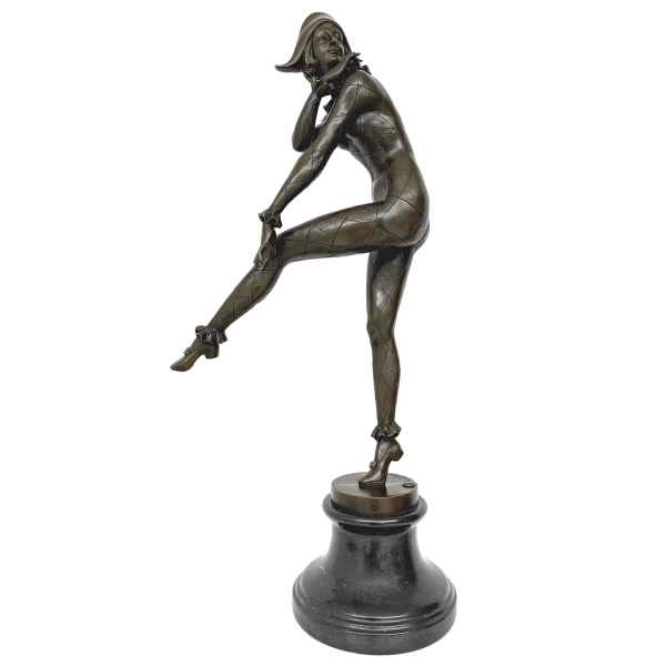 Bronzeskulptur Harlekin Frau im Antik-Stil Bronze Figur Statue 72cm