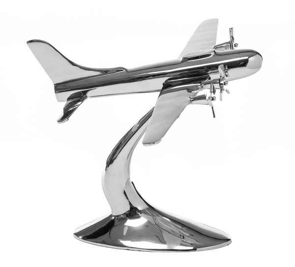 Flugzeug Modell 81cm Aluminium Flugzeugmodell silber Artdeco Stil Metall plane