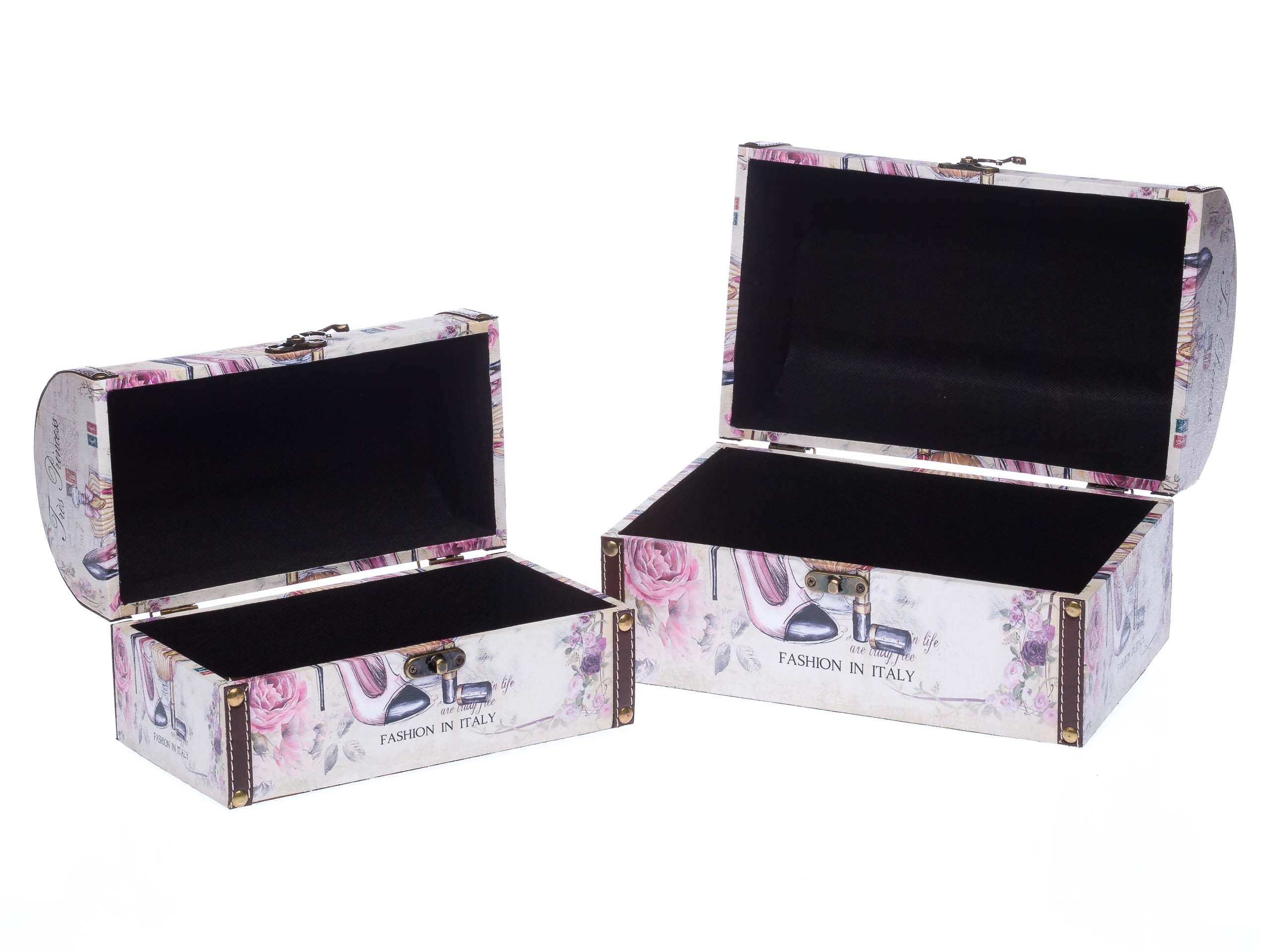 2x Beautycase Koffer Box Kiste antik Stil Holz Kosmetikbox Boutique Schatzkiste 