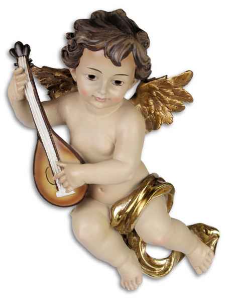 Engel Putte Engelsfigur Musik Instrument Mandoline Figur handbemalt Antik-Stil 