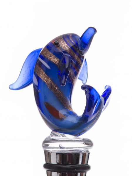 Flaschenverschluss Glasverschluss Glaskorken Delfin Murano Stil bottle stopper