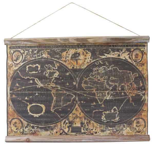 Landkarte Weltkarte historische Karte Wandkarte Antik-Stil Orbis Geographica