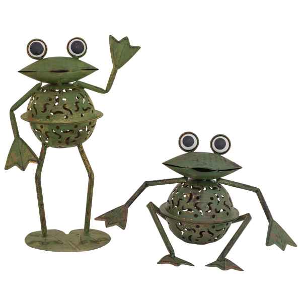 2x Windlicht Frosch Teelichthalter Frösche Garten garden tealight holder frog