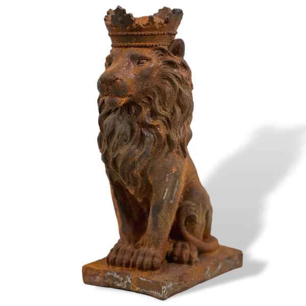Skulptur Der Löwe Eisen 10kg König Krone Löwen Garten Figur Rost Antik-Stil