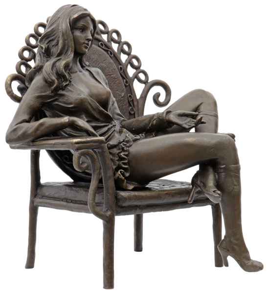 Bronzeskulptur junge Frau erotische Kunst im Antik-Stil Bronze Figur Statue 21cm