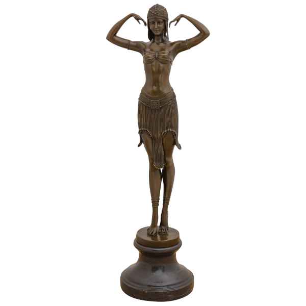 Bronzeskulptur Bronze Figur Scarab Tänzerin nach Chiparus Antik-Stil Replik 75cm