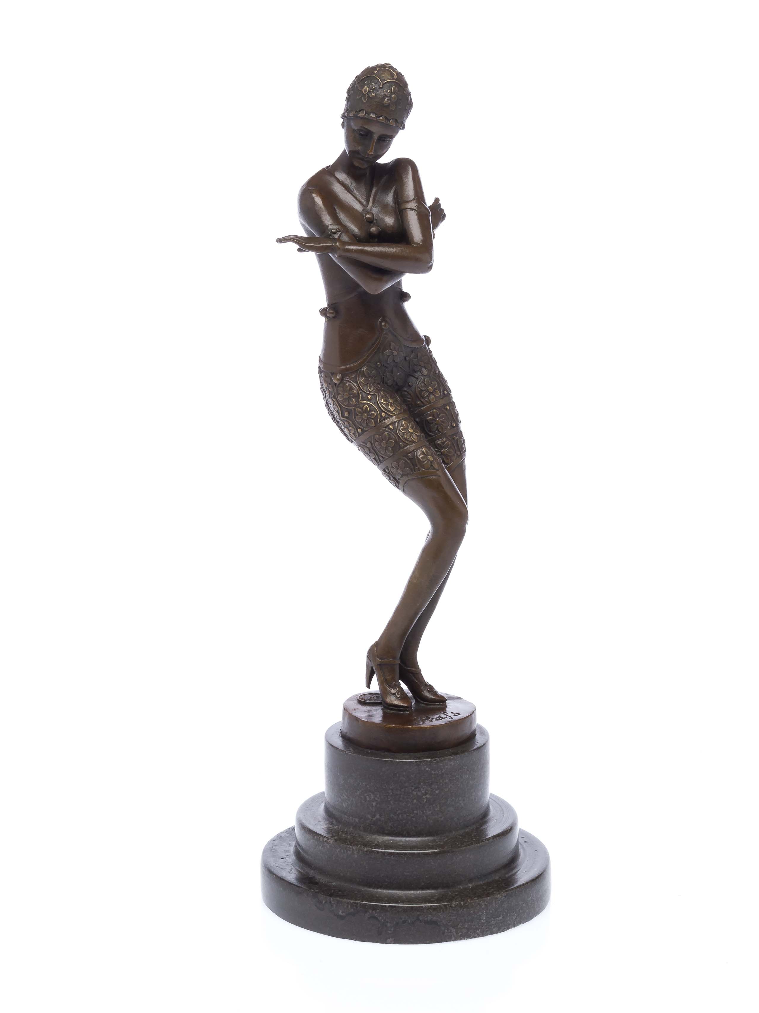 elegant girl ferdinand preiss style Art deco sculpture bronze 