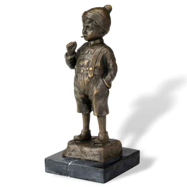 Bronze Skulptur Junge beim Rauchen Bronzeskulptur nach Schmidt-Felling