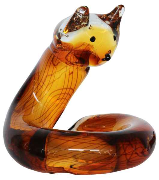 Glasfigur Figur Skulptur Katze Glas Glasskulptur im Murano Antik-Stil - 12cm