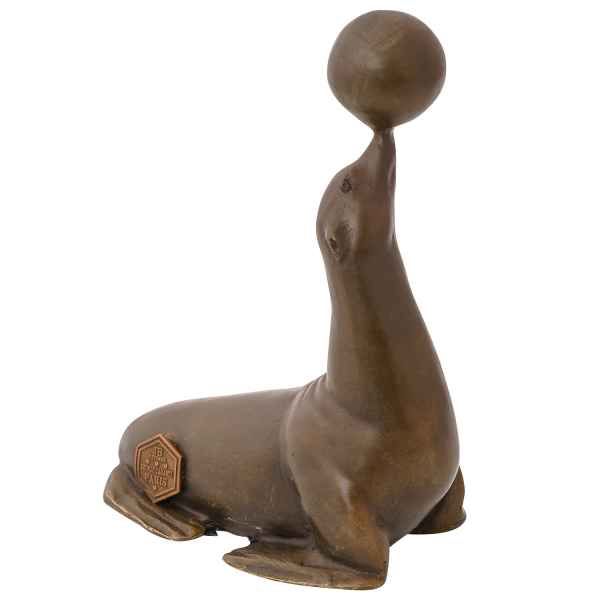 Bronzeskulptur Seehund Seelöwe Seerobbe Robbe Tier Meer Dekoration Antik-Stil