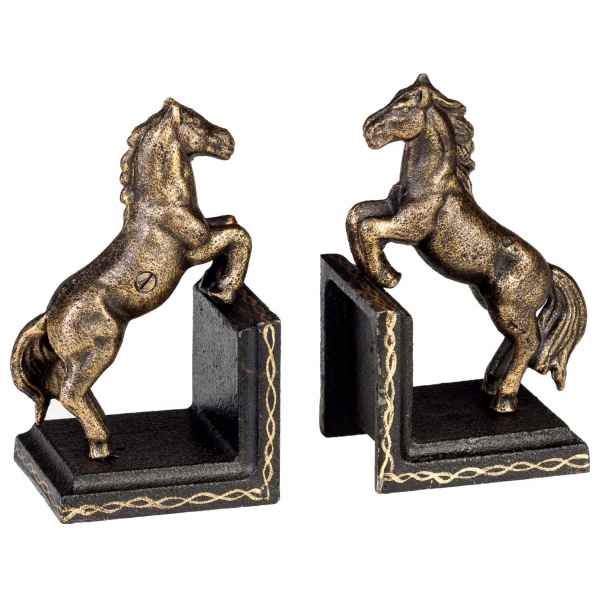 2 Buchstützen Buchständer Pferd Figur Eisen 16cm Antik-Stil