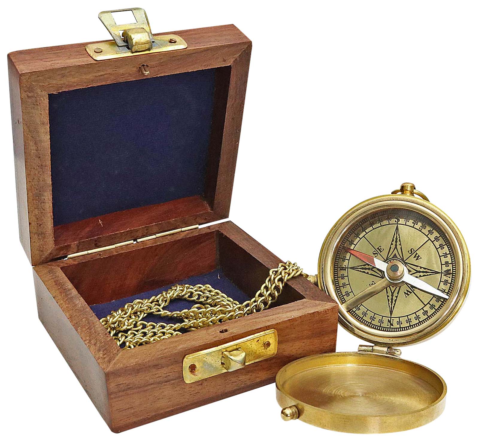 Kompass Tischkompass Holzkompass mit Messing Einsatz im Antik Stil 7x3cm 