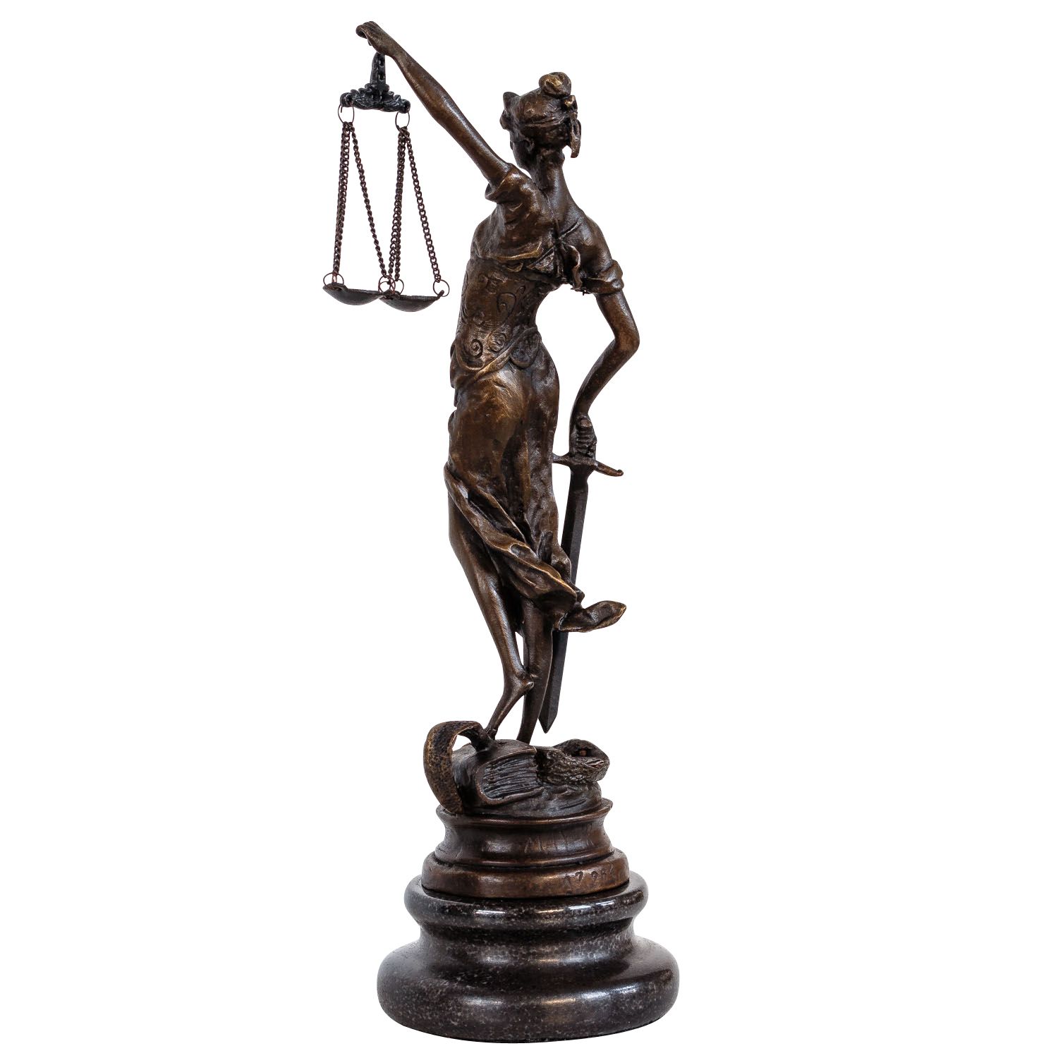 24cm Escultura Justicia de bronce dama de la Justicia estilo antiguo figura