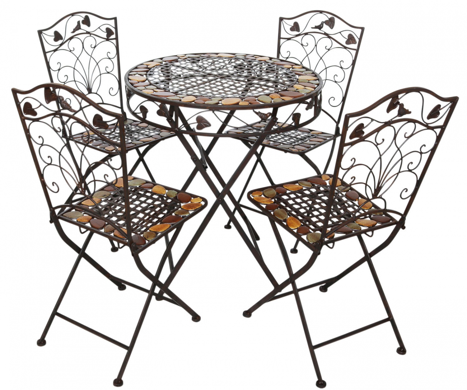 Mesa y 4 sillas de hierro forjado de hierro muebles de jardín de piedra