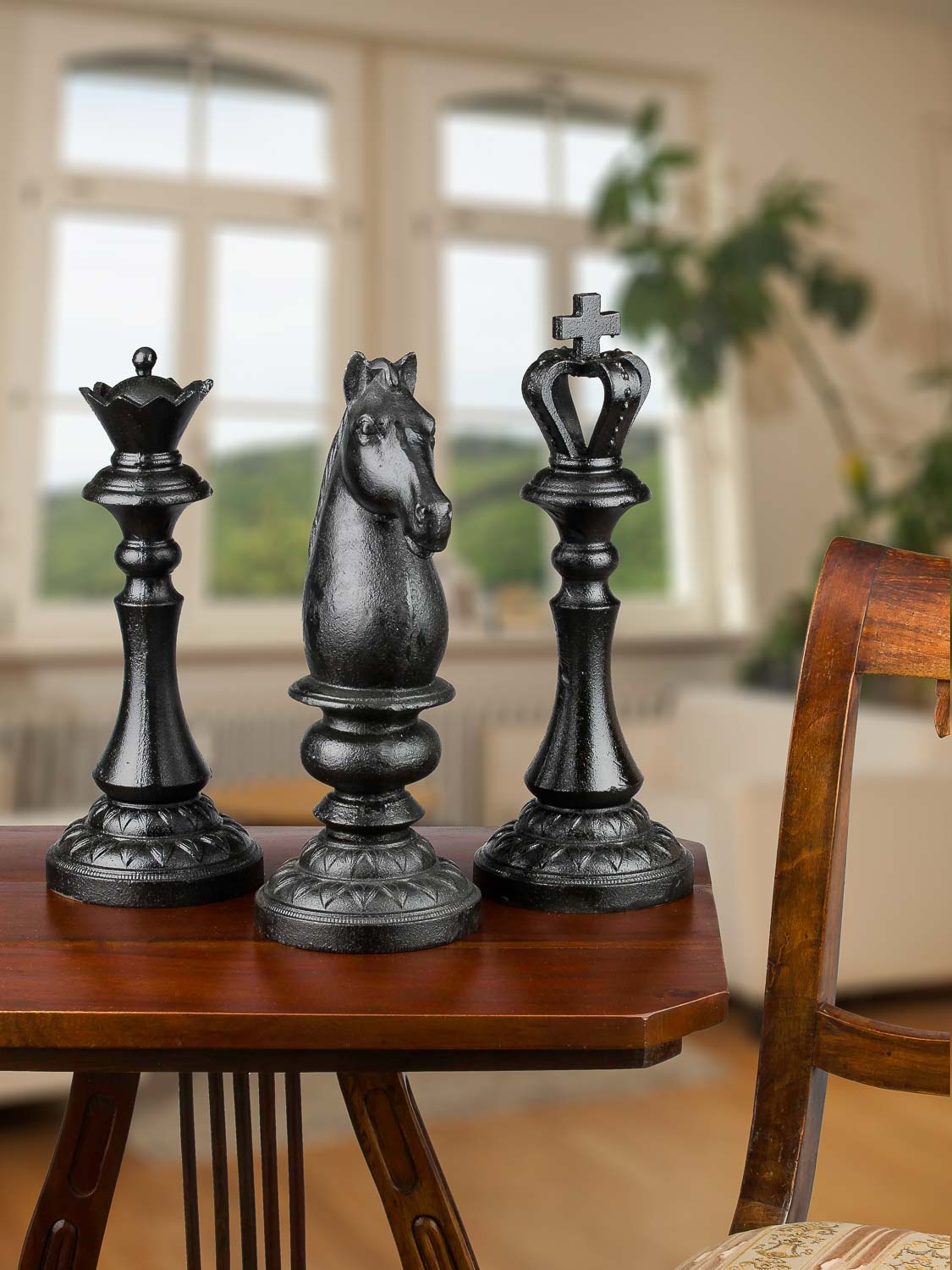 aubaho XL Schachfiguren H/öhe 33cm Figur K/önig Dame Pferd Sculpture Chess Pieces